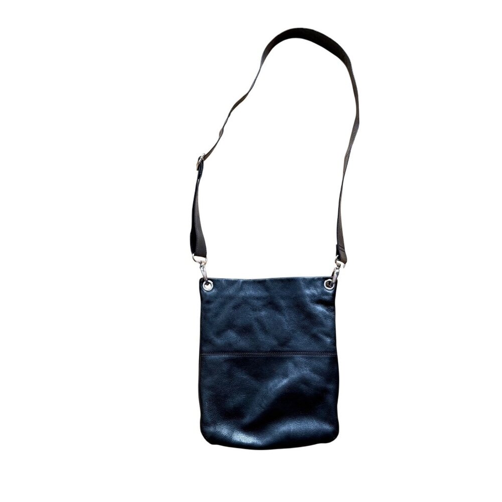 Margot Black Leather Crossbody Bag Adjustable Strap & Silver Hardware - 11 X 10